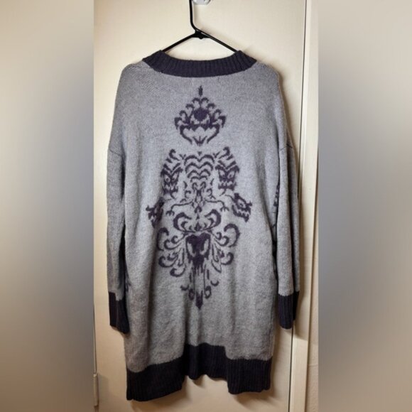 Disney Haunted Mansion Knit Open Front Longline Purple Grey Cardigan Sweater S - Picture 8 of 14